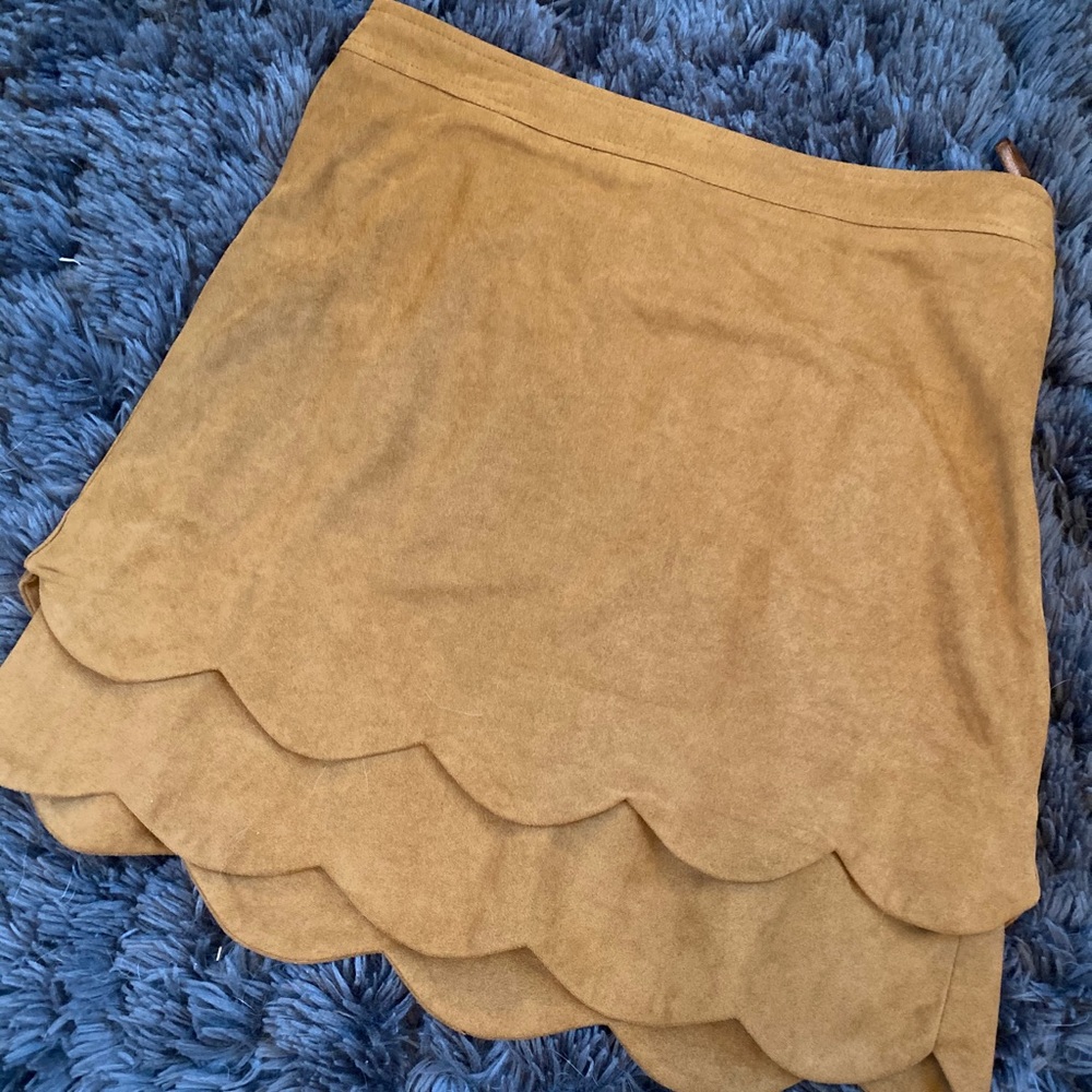 Scalloped Faux Suede Skirt